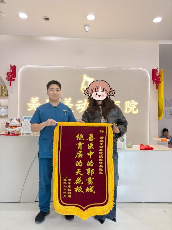 乌鲁木齐美康美动物医院 客户锦旗 兽医中的郭富城绝育届天花板